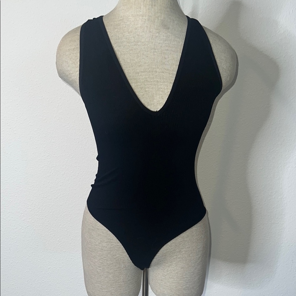 Out From Under Ribbed Knit Deep V Bodysuit